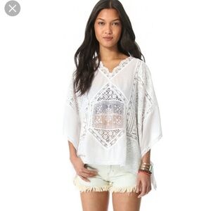 Free People‎ Forest Nymph White Lace Poncho. Size XS